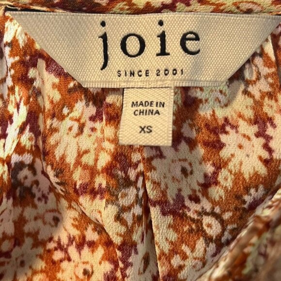 Joie Women's XS Jenny Floral‎ Balloon Sleeve Top Feminine Bohemian Umber Multi - Picture 4 of 7